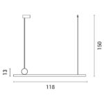 ΦΩΤΙΣΤΙΚΟ ΓΡΑΜΜΙΚΟ ΜΟΝΟΦΩΤΟ LED 25W ΜΑΥΡΟ L118*H13CM, 3 CCT ARTE ILLUMINA - Image 3