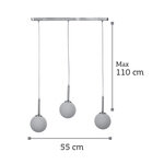 InLight Κρεμαστό φωτιστικό από χρώμιο μέταλλο και λευκή οπαλίνα 3XG9 D:60cm (4515-3 ΡΑΓΑ) - Image 2