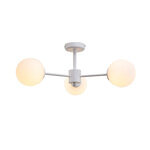 InLight Κρεμαστό φωτιστικό από λευκό μέταλλο και λευκή οπαλίνα 3XG9 D:50cm (5013-3)