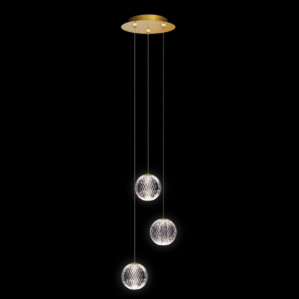 955DIAMOND1230PGD.jpg DIAMOND LED PENDANT 12W 3000K, GOLD - Image 1