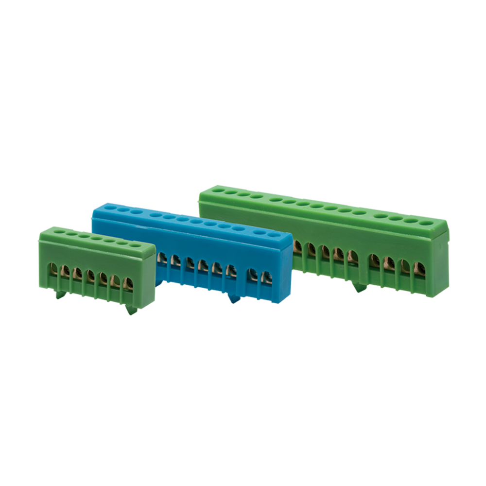 282P12.png 12 HOLES GREEN GROUND TERMINAL FOR DIN RAIL - Image 1