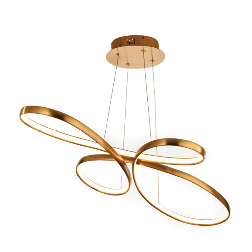 6151-GL.jpg InLight Κρεμαστό φωτιστικό LED 56W 3CCT (by switch) από αλουμίνιο σε χρυσή ματ απόχρωση D:100cm (6151-GL) - Image 1
