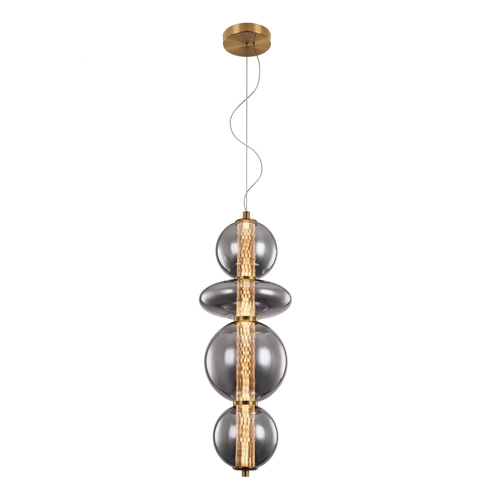 955SPLENDOR1830BSG.jpg SPLENDOR LED PENDANT 18W 3000K, BRASS+SMOKY GREY - Image 1