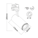 WHITE LED COB TRACK LUMINAIRE AIMY 30W 4000K 4WIRES 25-50° 3100LM 230V Ra80 - Image 2