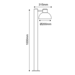 ΜΑΥΡΟ ΦΩΤΙΣΤΙΚΟ BERO 1XE27 MAX.10W LED IP44 ΜΕ ΚΟΛΩΝΑ & ΟΠΑΛ PC ΚΑΛΥΜΜΑ - Image 2