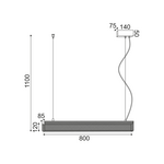 ΚΡΕΜΑΣΤΟ Φ/Σ LED 11W 3000K 1180LM ΜΕΤ/ΚΟ ΜΑΥΡΟ 8,5Χ80ΧΗ110CM OFIS - Image 2