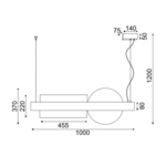 ΚΡΕΜΑΣΤΟ Φ/Σ LED 20W 3000K 2150LM ΜΕΤ/ΚΟ ΜΑΥΡΟ+ΑΚΡΥΛΙΚΟ 7,5X100XH120CM EARTH - Image 2