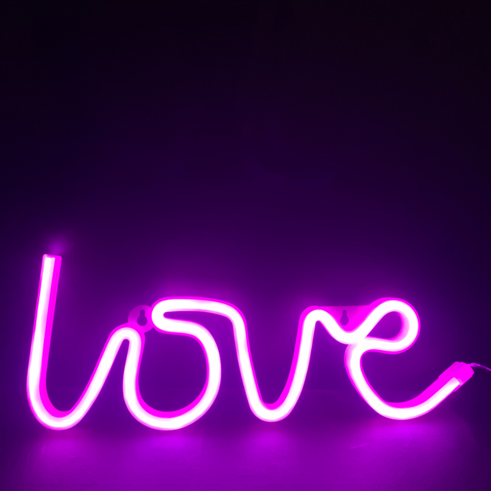 F04007322.png LOVE, 118 NEON LED ΛΑΜΠΑΚΙΑ ΜΕ ΜΠΑΤΑΡΙΑ (3xAA)/USB, ΡΟΖ, IP20, 35.5x2x13cm - Image 1