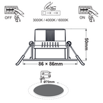 SQUARE LED SPOTLIGHT 7W SWITCH 3000-4000-6000K SMD 230V 40° Ra80 PRE-SET UP 3000K - Image 2