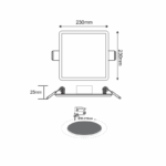 FLEXIBLE W SQUARE LED SLIM PANEL 19W 4000K 1500Lm 230V Φ50-210 120° Ra80 - Image 3