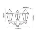 ΦΑΝΑΡΙ ΚΟΛΩΝΑΣ ΤΡΙΠΛΟ ΜΑΥΡΟ ΜΑΤ RAL9005M  23.5Χ44,5cm Φ60 - Image 2