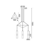 NETTO ΚΡΕΜΑΣΤΟ Φ/Σ 3XGU10 ΜΑΥΡΟ ΜΕΤΑΛΛΙΚΟ 56X49XH150CM DA VINCI - Image 2