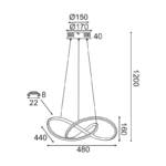 ΚΡΕΜΑΣΤΟ Φ/Σ LED 48W 3000K 2880LM ΜΑΥΡΟ ΑΛΟΥΜΙΝΙΟ 48Χ44XΗ120CM GORDIUS - Image 3