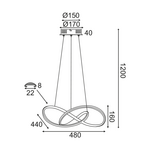ΚΡΕΜΑΣΤΟ Φ/Σ LED 48W 3000K 2880LM ΛΕΥΚΟ ΑΛΟΥΜΙΝΙΟ 48Χ44XΗ120CM GORDIUS - Image 2