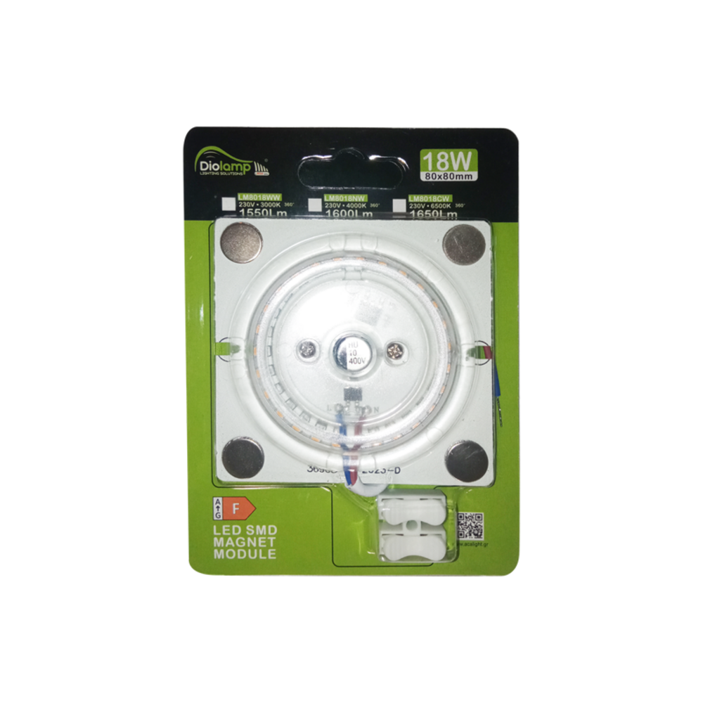 LM8018WW.png LED SMD MAGNET MODULE 18W 230V AC 1550LM 160° 3000K RA80 30000H - Image 1