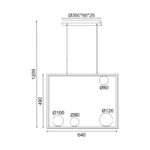ΚΡΕΜΑΣΤΟ Φ/Σ 4xG9 QUADRO ΜΑΥΡΟ ΜΕΤ/ΚΟ +ΛΕΥΚΟ ΓΥΑΛΙ 64Χ12Χ120CM - Image 3