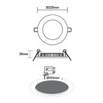 ΝΙΚΕΛ ΜΑΤ ΣΤΡΟΓΓΥΛΟ LED ΠΑΝΕΛ ΧΩΝΕΥΤΟ 18W 6500K 1800Lm Φ220mm 230V AC Ra80 - Image 2