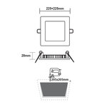 ΛΕΥΚΟ ΤΕΤΡΑΓΩΝΟ LED ΠΑΝΕΛ ΧΩΝΕΥΤΟ 18W 6500K 1800Lm 223x223mm 230V AC Ra80 - Image 2