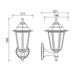6S PLASTIC WALL GARDEN BLACK LUMINAIRE E27 IP44 - Image 2