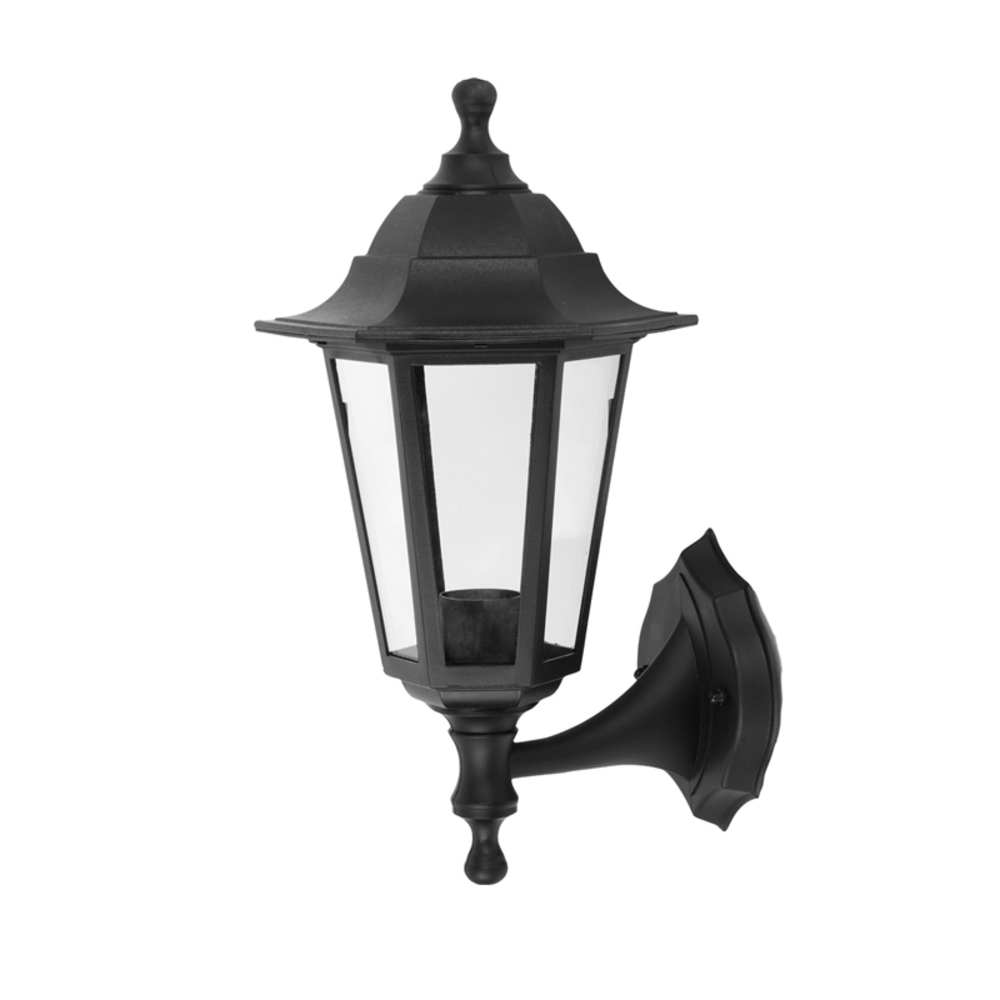PLGQ1B.png 6S PLASTIC WALL GARDEN BLACK LUMINAIRE E27 IP44 - Image 1