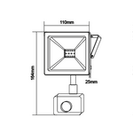 WHITE SENSOR LED SMD FLOOD LUMINAIRE IP66 10W 3000K 800Lm 230V RA80 - Image 2