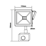 BLACK SENSOR LED SMD FLOOD LUMINAIRE IP66 20W 3000K 1600Lm 230V RA80 - Image 2
