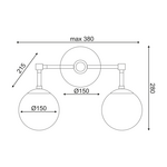ΕΠΙΤΟΙΧΙΟ Φ/Σ 2ΧΕ27 ΜΕΤΑΛΛΙΚΟ+ΟΠΑΛ ΓΥΑΛΙ 38X21,5ΧΗ28CM THETIS - Image 2