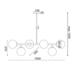 ΚΡΕΜΑΣΤΟ Φ/Σ 6ΧΕ27 ΜΕΤΑΛΛΙΚΟ+ΟΠΑΛ ΓΥΑΛΙ 100X30XH100CM THETIS - Image 2