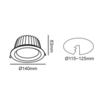 LED ΛΕΥΚΟ ΧΩΝΕΥΤΟ ΦΩΤΙΣΤΙΚΟ 20W 6500K 2600Lm 90° 230V AC Ra80 Φ140*63MM 5YRS - Image 2