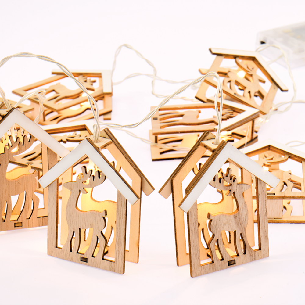 X061011208.png "WOODEN HOUSE REINDEER HEAD", 10 LED ΛΑΜΠ. ΣΕΙΡΑ ΜΠΑΤ.(3xAA), WW,IP20, 135+30cm, ΔΙΑΦ. ΚΑΛ. ΤΡΟΦ. - Image 1