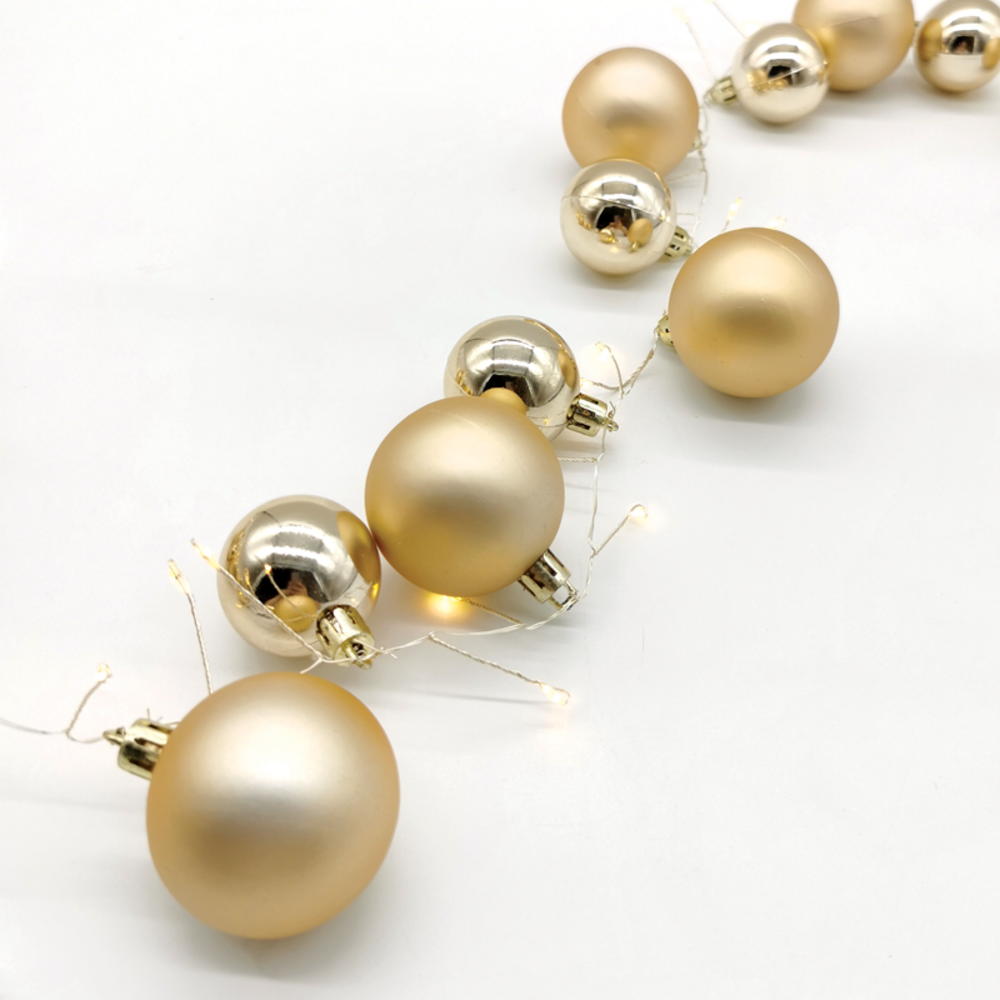 X068011228.png "40 SILVER-CHROME BALLS" 80 CLUSTER MINI LED ΣΕΙΡΑ, WW, ΑΣΗΜ. ΚΑΛΩΔ. ΧΑΛΚ, ΜΠΑΤ.(3ΑΑ)IP20 30cm+2m - Image 1