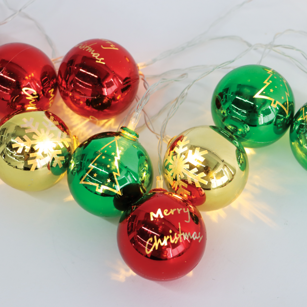 X07101162.png XMAS PLASTIC BALL,10 LED ΛΑΜΠ. ΣΕΙΡΑ,ΜΠΑΤ. (2xAA),WW,IP20,150+30cm ΚΑΛ. ΤΡΟΦ. - Image 1