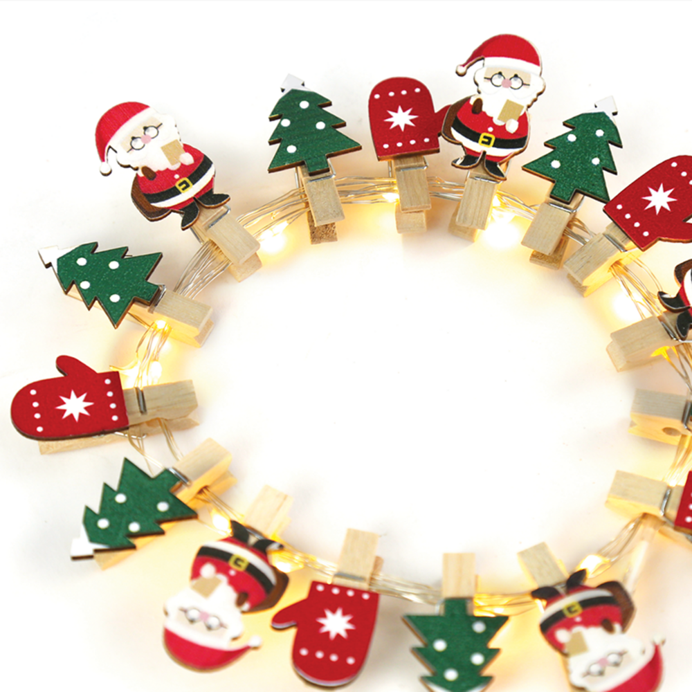 X07161105.png "SANTA & TREES" 16 MINI LED ΛΑΜΠ. ΣΕΙΡΑ, WW, ΑΣΗΜΙ ΚΑΛ. ΧΑΛΚ., MΠΑΤ. (2ΑΑ),IP20, 150+30CM ΔΙΑΦ ΚΑΛ - Image 1