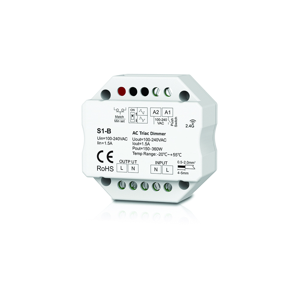 195122.png S1-B 1 CHANNEL AC TRIAC RF DIMMER FOR DISTR. BOX - Image 1