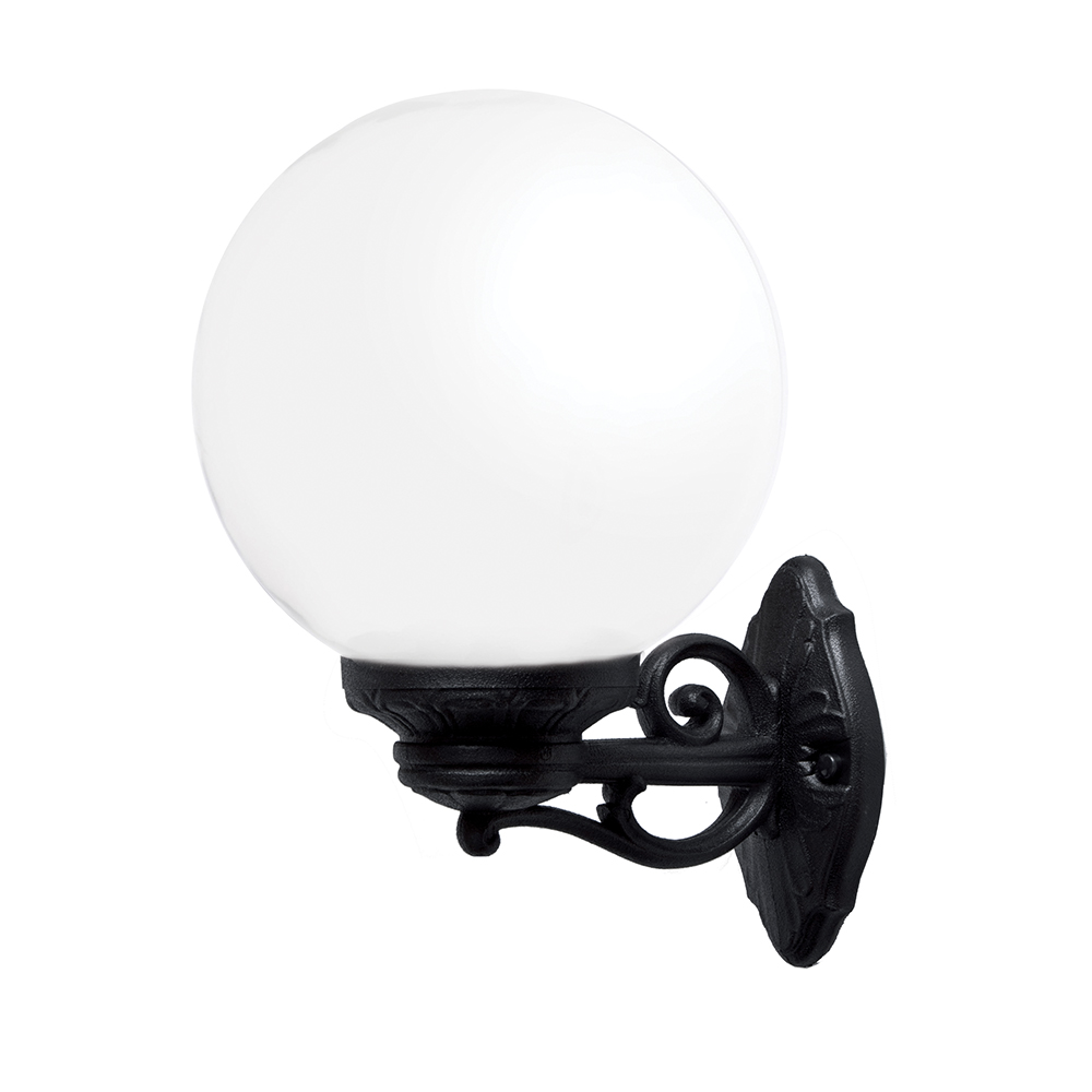 BL-361.png GLOBE 250 OPAL GARDEN WALL LAMP 1XE27 IP55 BLACK - Image 1