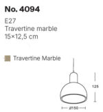 InLight Κρεμαστό φωτιστικό γκρι από travertine marble 1XΕ27 D:15 x 12.5cm (4094) - Image 2