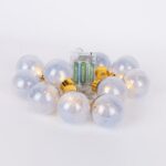 ΣΕΙΡΑ, 10 LED 5mm, ΔΙΑΚΟΣΜΗΤΙΚEΣ ΜΠΑΛΕΣ ΜΕ ΑΣΗΜΙ ΥΦΑΣΜΑ, ΜΠΑΤΑΡΙΑΣ 3ΧΑΑ, ΧΡΟΝΟΔΙΑΚΟΠΤΗ, ΔΙΑΦΑΝΟ PVC ΚΑΛΩΔΙΟ, ΘΕΡΜΟ ΛΕΥΚΟ LED ΑΝΑ 15cm, ΠΡΟΕΚΤΑΣΗ ΠΑΡΟΧΗΣ 30cm, IP20