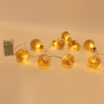 ΣΕΙΡΑ, 10 LED 5mm, ΔΙΑΚΟΣΜΗΤΙΚEΣ ΜΠΑΛΕΣ ΜΕ ΡΟΖ ΧΡΥΣΟ ΥΦΑΣΜΑ, ΜΠΑΤΑΡΙΑΣ 3ΧΑΑ, ΧΡΟΝΟΔΙΑΚΟΠΤΗ, ΘΕΡΜΟ ΛΕΥΚΟ LED ΑΝΑ 15cm,  ΔΙΑΦΑΝΟ PVC ΚΑΛΩΔΙΟ, ΠΡΟΕΚΤΑΣΗ ΠΑΡΟΧΗΣ 30cm, IP20 - Image 4