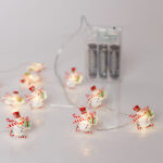 ΣΕΙΡΑ, 20 MINI LED, ΧΙΟΝΑΝΘΡΩΠΟΣ, ΜΠΑΤΑΡΙΑΣ 3xAA, ΧΡΟΝΟΔΙΑΚΟΠΤΗ, ΑΣΗΜΙ ΧΑΛΚΙΝΟ ΚΑΛΩΔΙΟ, ΘΕΡΜΟ ΛΕΥΚΟ LED ΑΝΑ 10cm, ΠΡΟΕΚΤΑΣΗ ΠΑΡΟΧΗΣ 30cm, IP20 - Image 3
