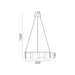 ΚΡΕΜΑΣΤΟ ΦΩΤΙΣΤΙΚΟ ACA HM26048AM ΧΡΥΣΟ ΣΑΜΠΑΝΙ LED 27W 3000K IP20 D60XH120CM - Image 3